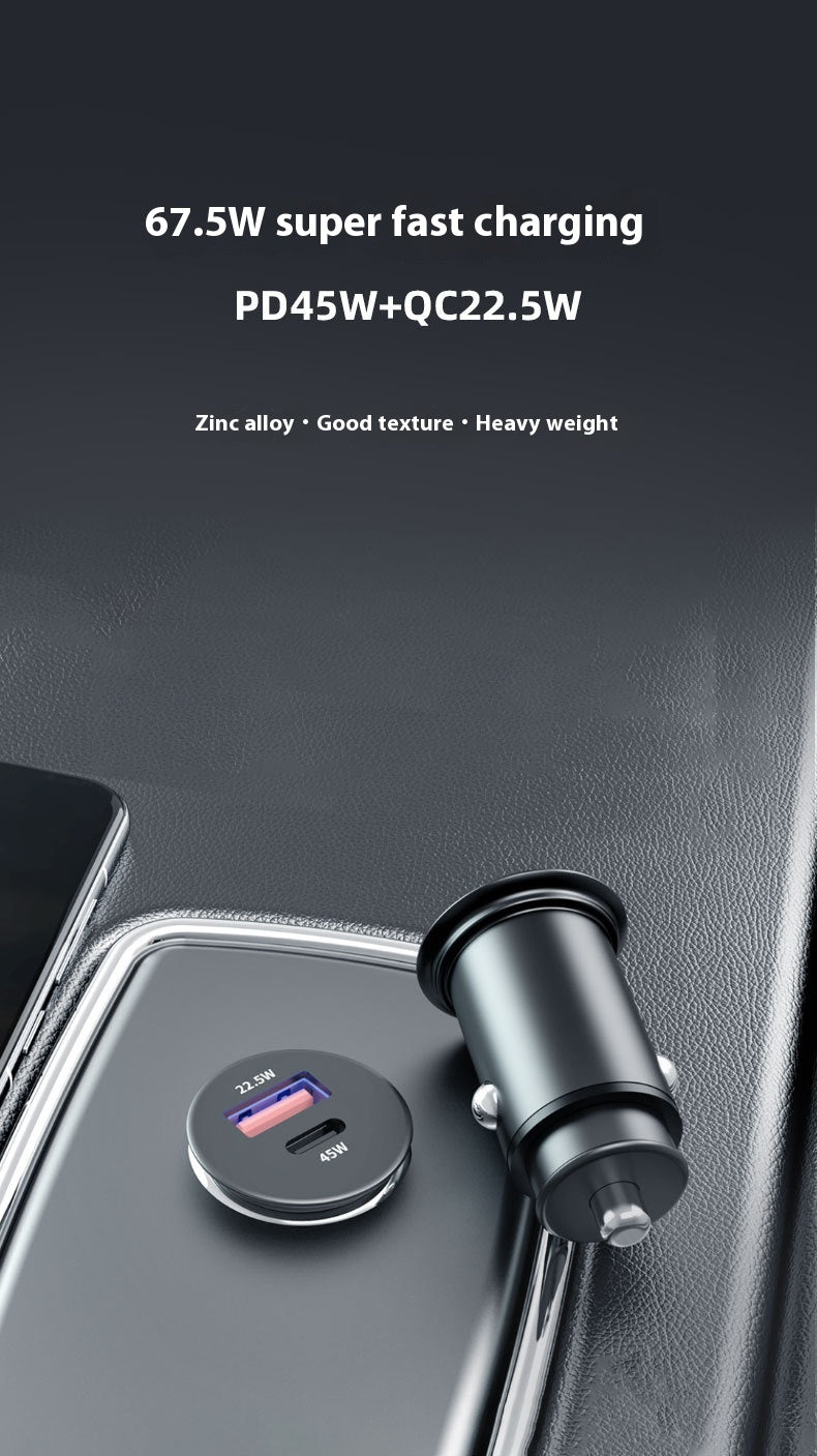 67.5W dual-port USB-C and USB-A fast car charger