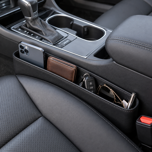 Concept image of a car seat gap organizer